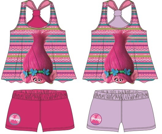 LETNÍ KOMPLET - TRIČKO A ŠORTKY TROLLOVÉ fialový 104