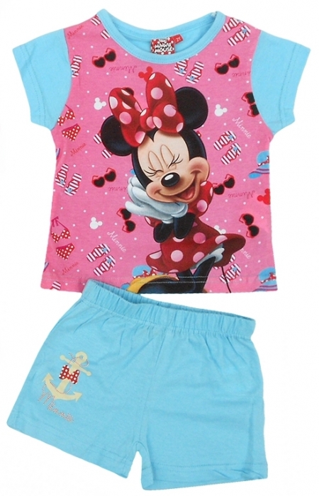 DÍVČÍ LETNÍ KOMPLET - TRIČKO A ŠORTKY MINNIE MOUSE modrý