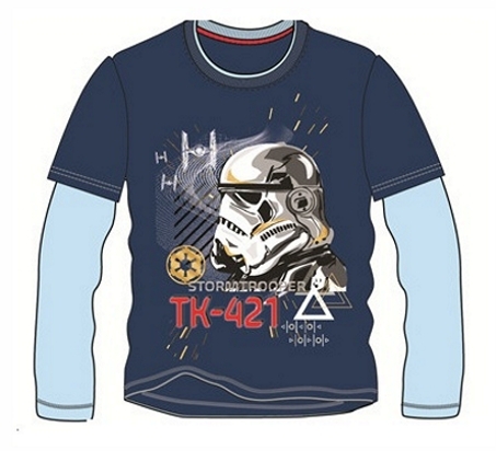 CHLAPECKÉ TRIČKO STAR WARS DLOUHÝ RUKÁV tmavě modré