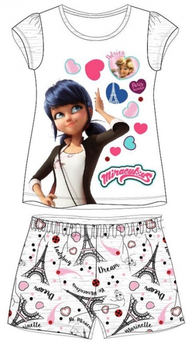 DÍVČÍ LETNÍ PYŽAMO LADYBUG, KOUZELNÁ BERUŠKA šedé 116