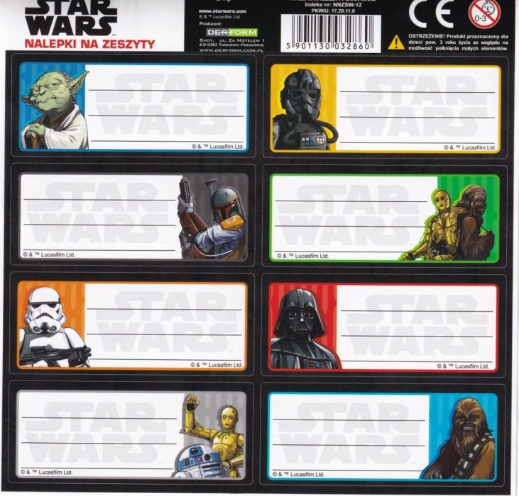 SAMOLEPKY - JMENOVKY NA SEŠITY STAR WARS