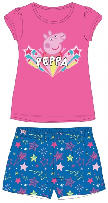 DÍVČÍ LETNÍ PYŽAMO PEPPA PIG tmavě růžové 92
