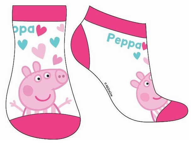 DÍVČÍ KOTNÍČKOVÉ PONOŽKY PEPPA PIG bílé 31/34