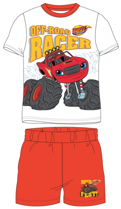 CHLAPECKÉ LETNÍ PYŽAMO BLAZE, PLAMÍNEK A ČTYŘKOLÁCI oranžové 98