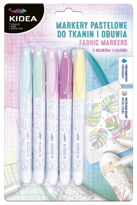 KIDEA PASTELOVÉ FIXY NA TEXTIL A OBUV SADA 5 KS