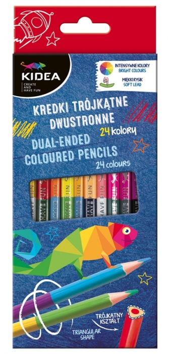 KIDEA TROJHRANNÉ OBOUSTRANNÉ PASTELKY SADA 12 KS