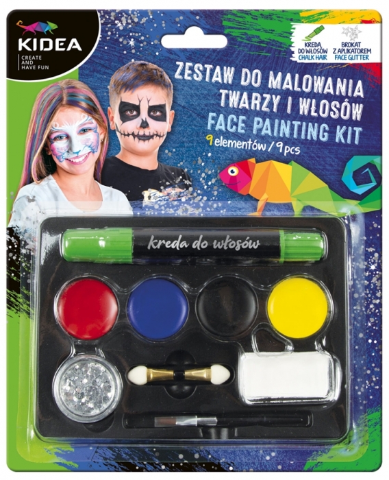 KIDEA SADA MALOVÁNÍ NA OBLIČEJ A KŘÍDA NA VLASY