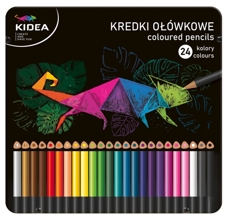 KIDEA TROJHRANNÉ PASTELKY V KOVOVÉ KRABIČCE 24 KS