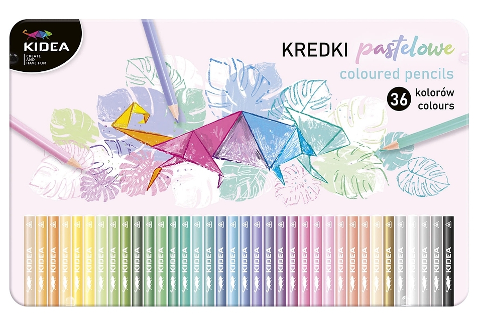 KIDEA PASTELOVÉ TROJHRANNÉ PASTELKY V KOVOVÉ KRABIČCE 36 KS