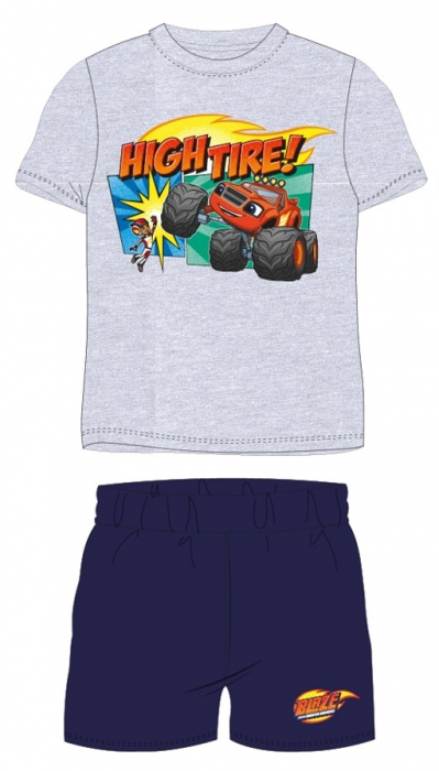 CHLAPECKÉ LETNÍ PYŽAMO BLAZE, PLAMÍNEK A ČTYŘKOLÁCI modré 122