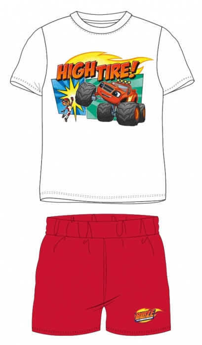 CHLAPECKÉ LETNÍ PYŽAMO BLAZE, PLAMÍNEK A ČTYŘKOLÁCI červené 122