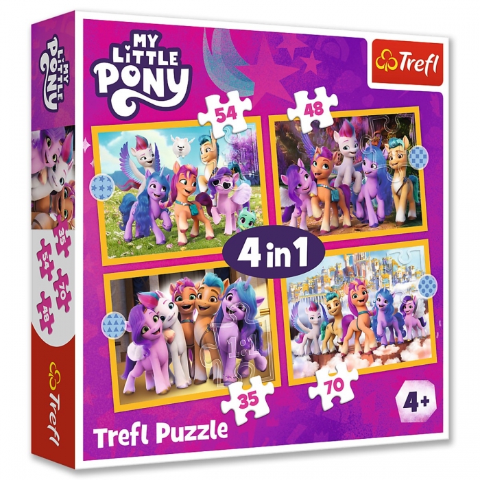 PUZZLE MY LITTLE PONY SEZNAMTE SE S PONÍKY 4 V 1 MIX 35,48,54 A 70 DÍLKŮ