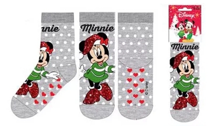 DÍVČÍ PONOŽKY S PROTISKUZEM MINNIE MOUSE šedé 27/30