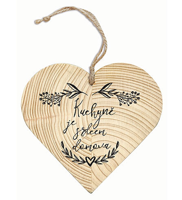DEKORAČNÍ DŘEVĚNÉ SRDCE KUCHYNĚ JE SRDCEM DOMOVA