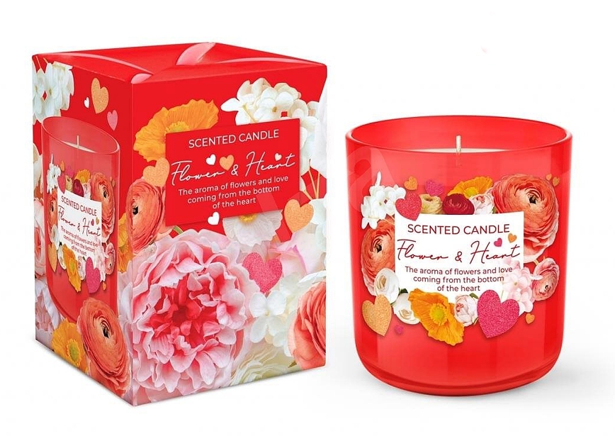 BARTEK SVÍČKA VE SKLE FLOWER A HEART 150g