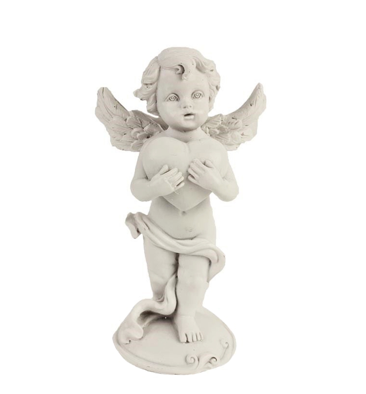 DEKORAČNÍ ANDĚL STOJÍCÍ SE SRDCEM 14cm