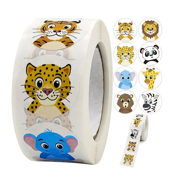 KRUZZEL MOTIVAČNÍ SAMOLEPKY VESELÁ ZVÍŘÁTKA ROLE 500 KS