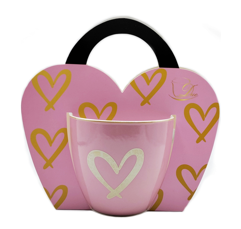 PORCELÁNOVÝ HRNEK PINK HEART DÁRKOVÉ BALENÍ 460ml