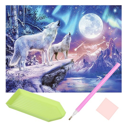 MALATEC DIAMANTOVÁ VYŠÍVACÍ MOZAIKA 5D VLCI 30x40cm