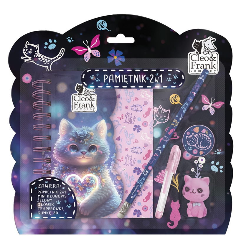 DIÁŘ SE ZÁMKEM 2 v 1 + SADA DOPLŇKŮ CLEO A FRANK KOČKA