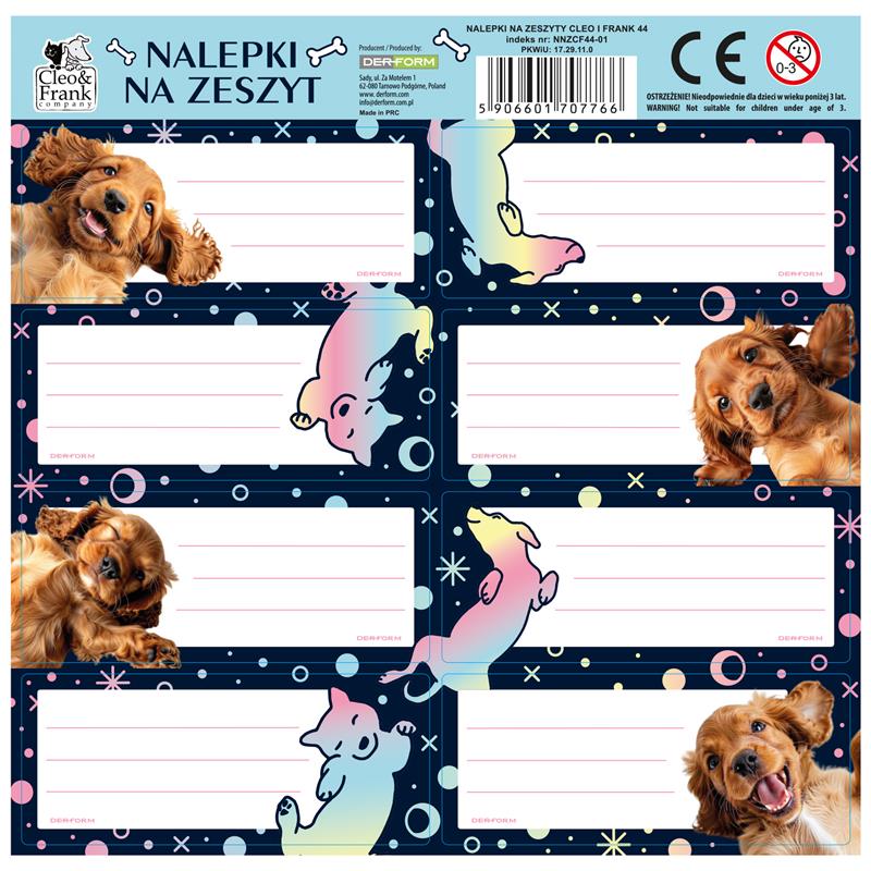 Samolepky - jmenovky na sešity Cleo a Frank pejsci