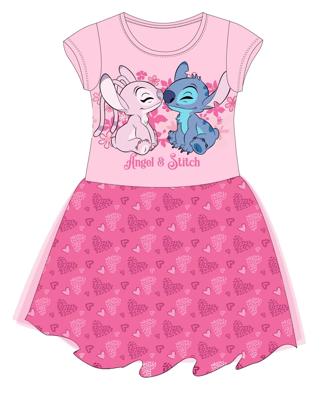 Dívčí šaty s tylem Stitch 110