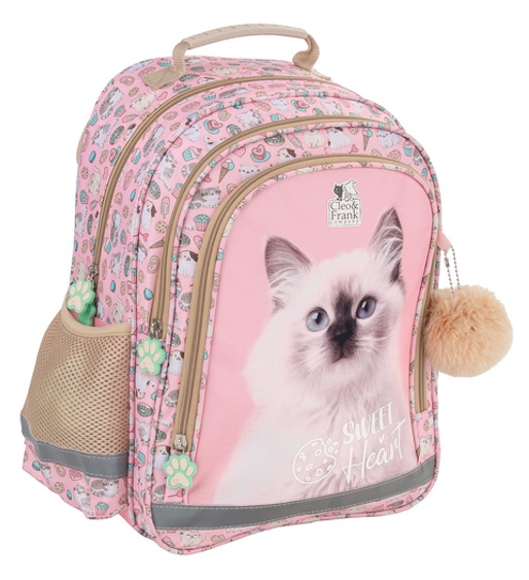 Školní ergonomický batoh Cleo a Frank kočka