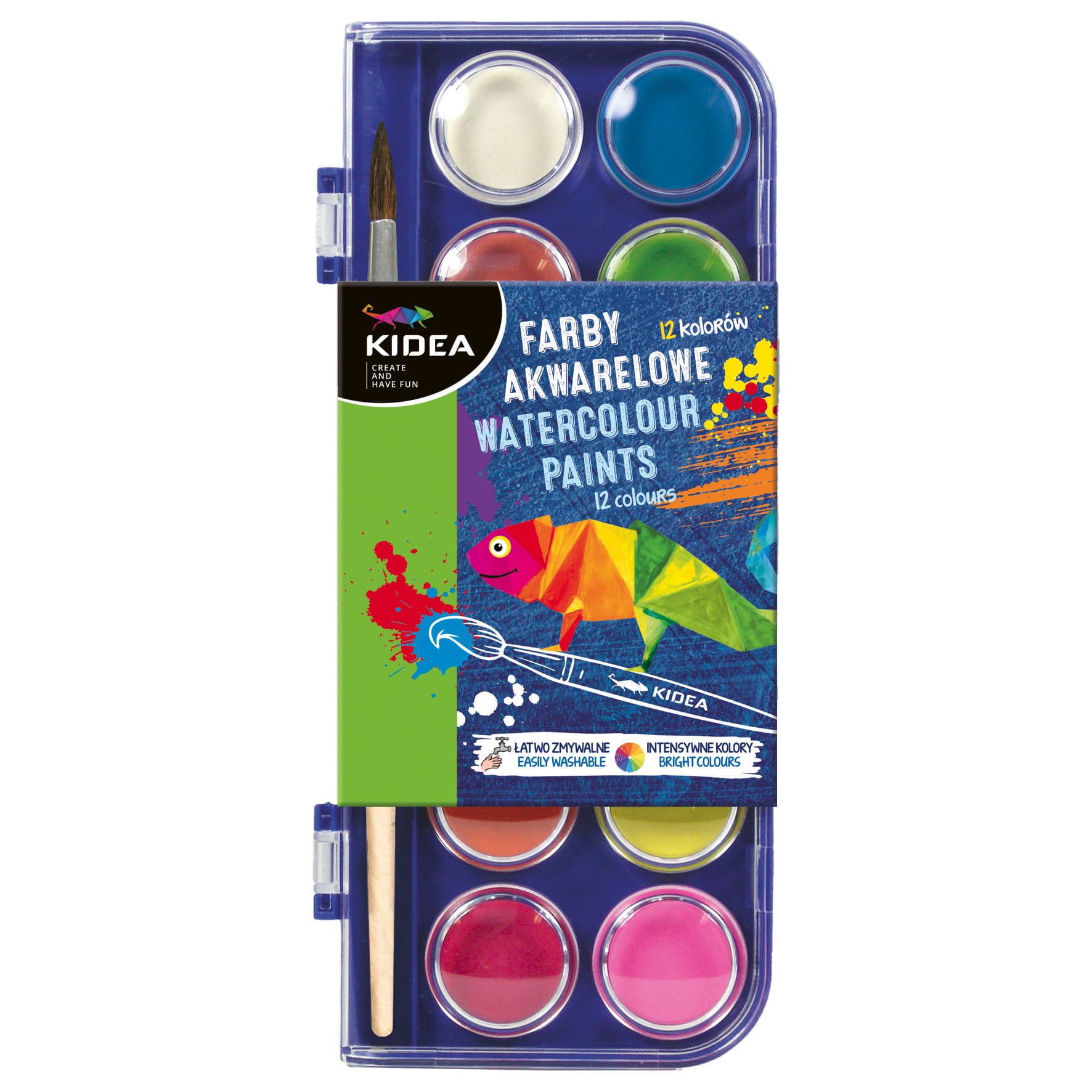 Kidea akvarelové barvy se štětcem 12 odstínů