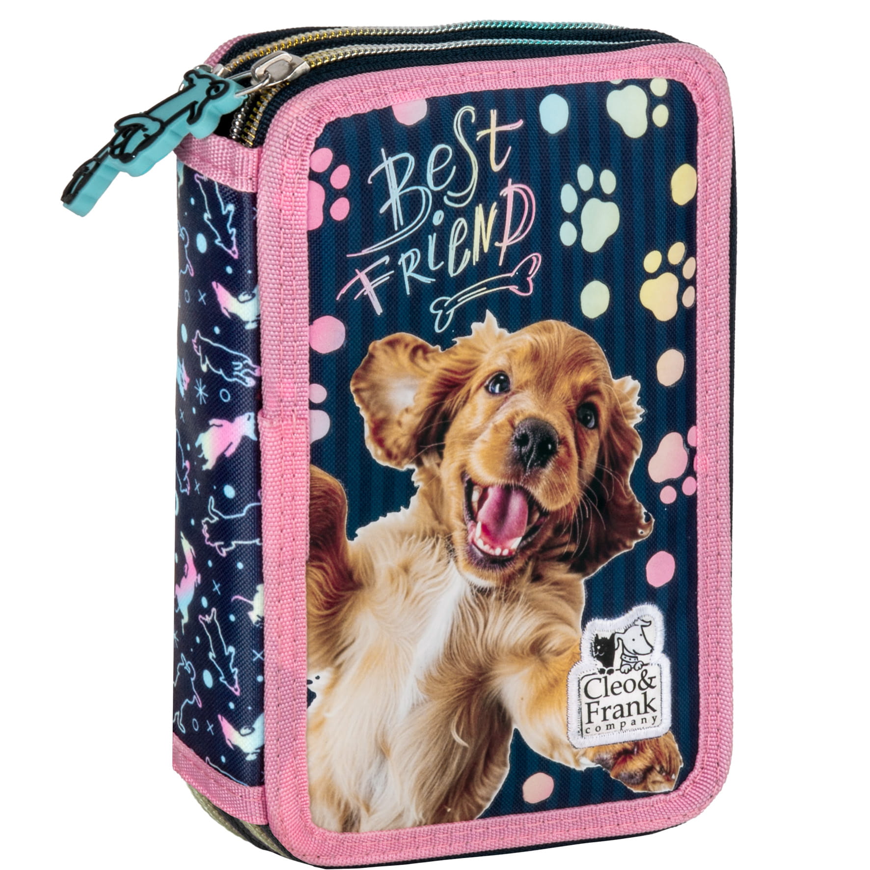 Školní dvoupatrový plně vybavený penál Cleo a Frank pejsek