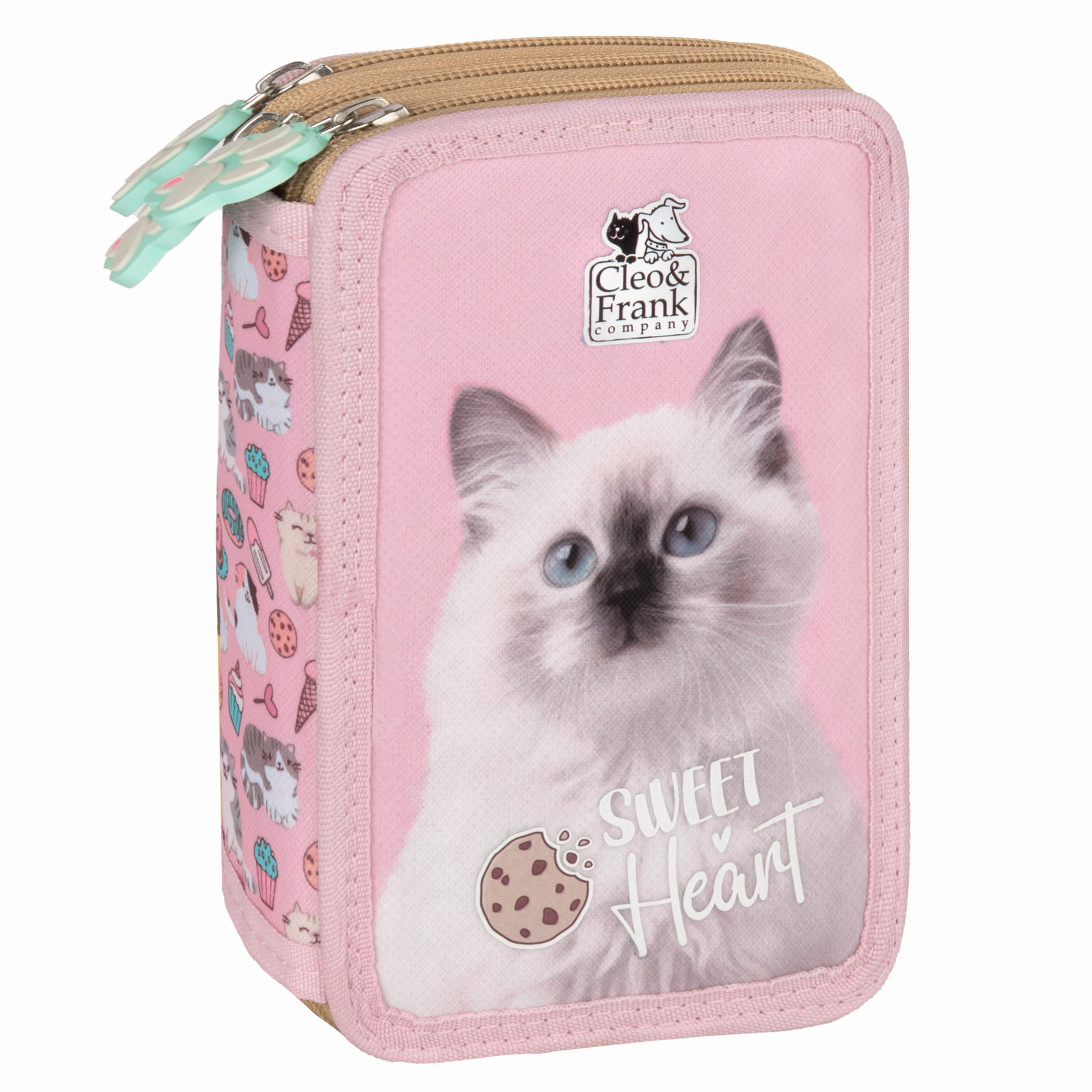 Školní třípatrový plně vybavený penál Cleo a Frank kočka