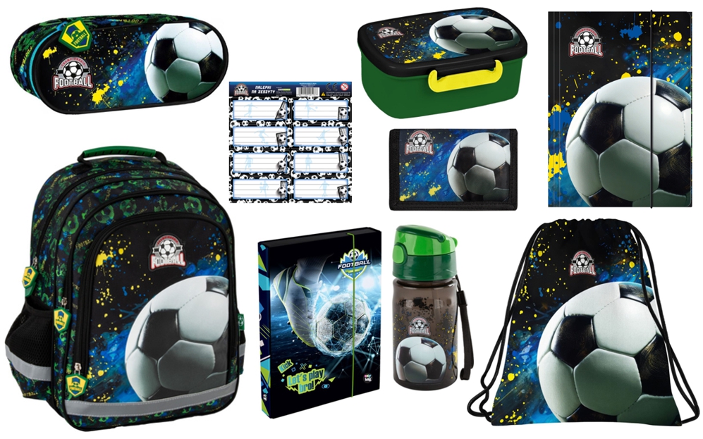 Zvýhodněná školní sada s batohem fotbal 9 ks