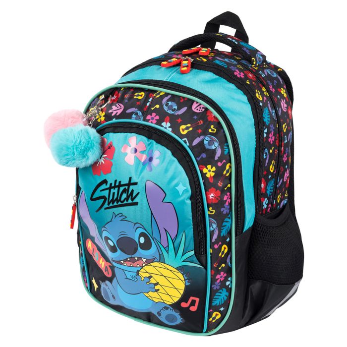 Školní ergonomický čtyřkomorový batoh Stitch Mint Aloha