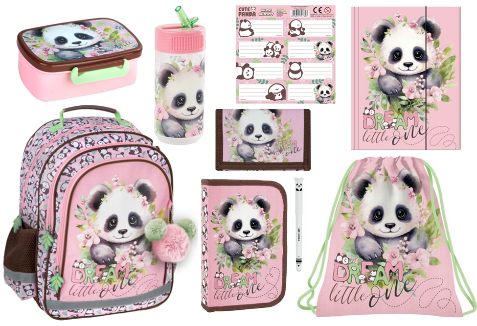 Zvýhodněná školní sada s batohem panda 9ks