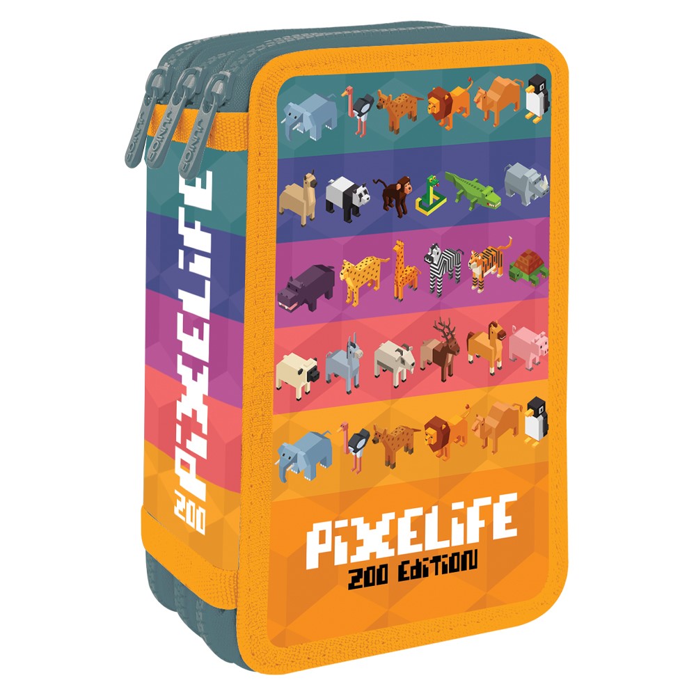 Školní třípatrový penál s výbavou Pixelife