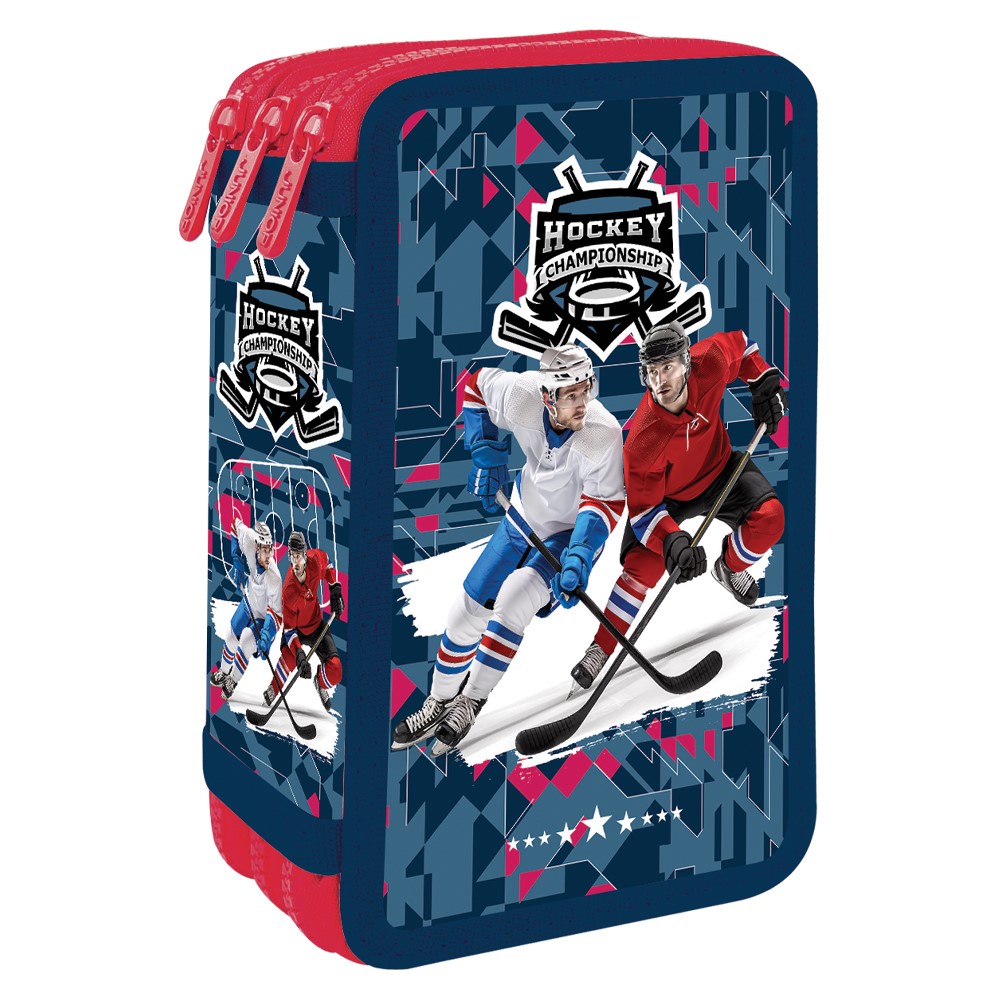 Školní třípatrový penál s výbavou Hockey