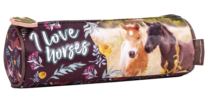 Kulatý penál koně I Love Horses