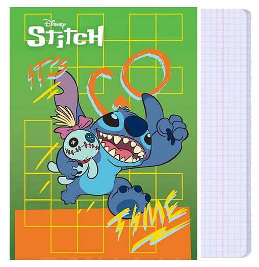 Školní sešit A5 Stitch 32 listů, čtverečkovaný, 4 druhy
