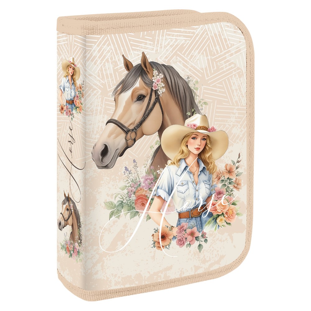 Školní jednopatrový penál bez výbavy Horse dívka a kůň