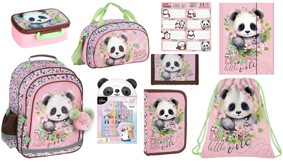 Zvýhodněná školní sada s batohem panda 9ks