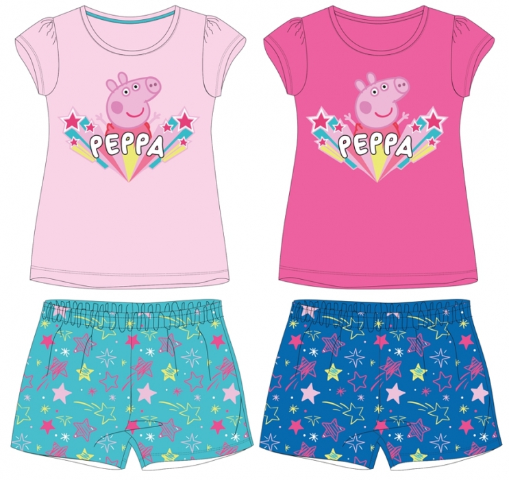 DÍVČÍ LETNÍ PYŽAMO PEPPA PIG světle růžové 92