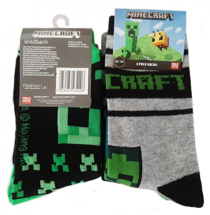 CHLAPECKÉ PONOŽKY MINECRAFT SADA 3 KS