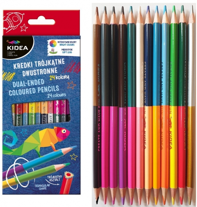 KIDEA TROJHRANNÉ OBOUSTRANNÉ PASTELKY SADA 12 KS