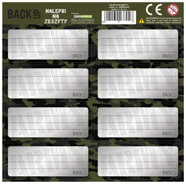 SAMOLEPKY - JMENOVKY NA SEŠITY BACKUP ARMY