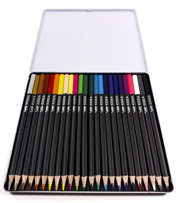 KIDEA TROJHRANNÉ PASTELKY V KOVOVÉ KRABIČCE 24 KS