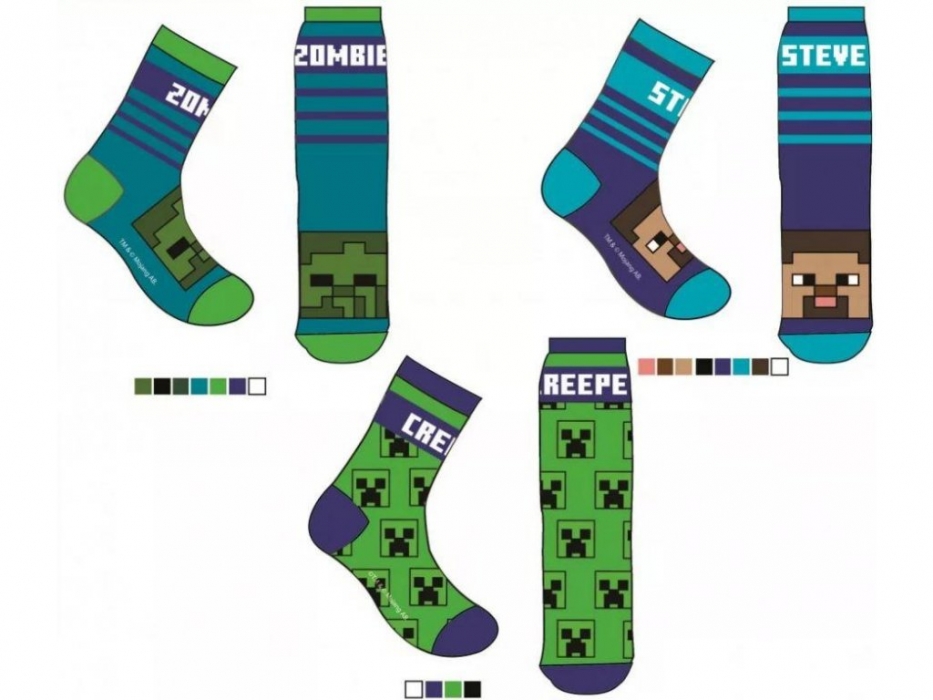 CHLAPECKÉ PONOŽKY MINECRAFT SADA 3 KS