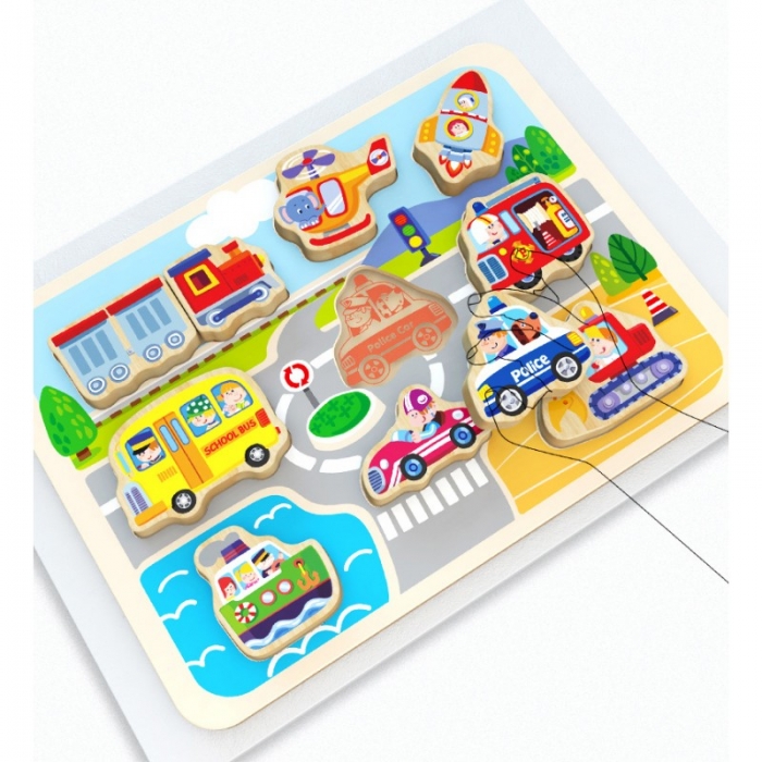 WOODEN TOYS DŘEVĚNÉ PUZZLE DOPRAVNÍ PROSTŘEDKY
