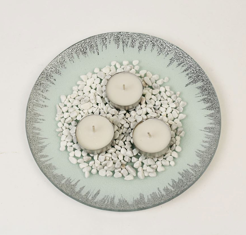 SKLENĚNÝ DEKORAČNÍ TÁCEK KULATÝ 20cm