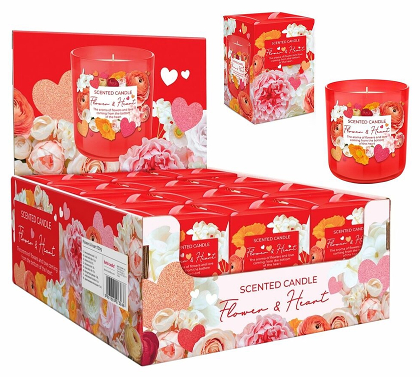 BARTEK SVÍČKA VE SKLE FLOWER A HEART 150g