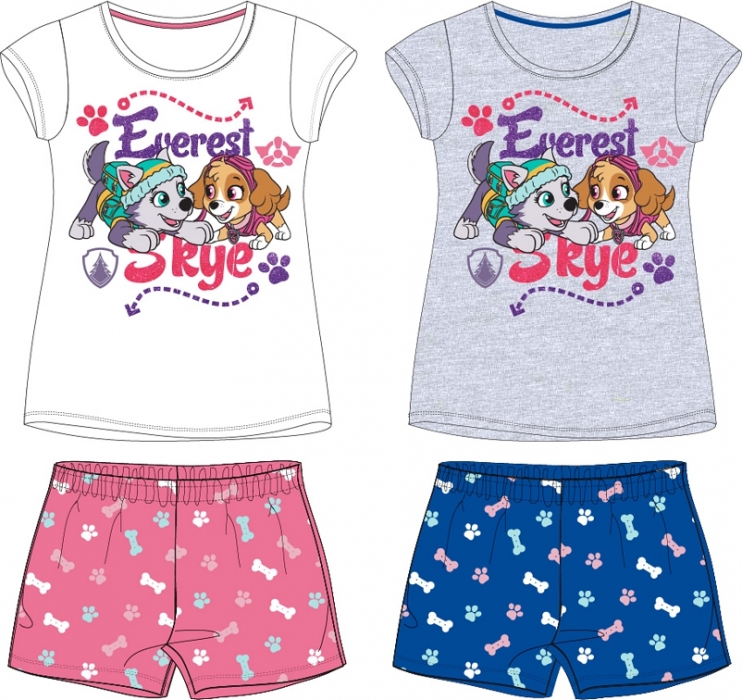 DÍVČÍ LETNÍ PYŽAMO PAW PATROL SKYE A EVEREST modré 128