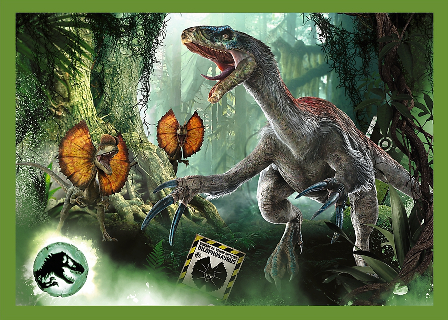 PUZZLE DINOSAUŘI JURSKÝ SVĚT 4 V 1 MIX 35,48,54 A 70 DÍLKŮ
